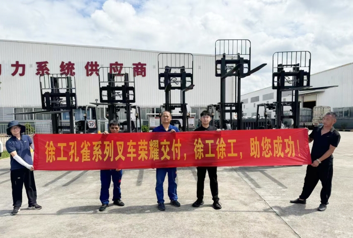 尊龙凯时孔雀叉车批量交付某大型发念头厂